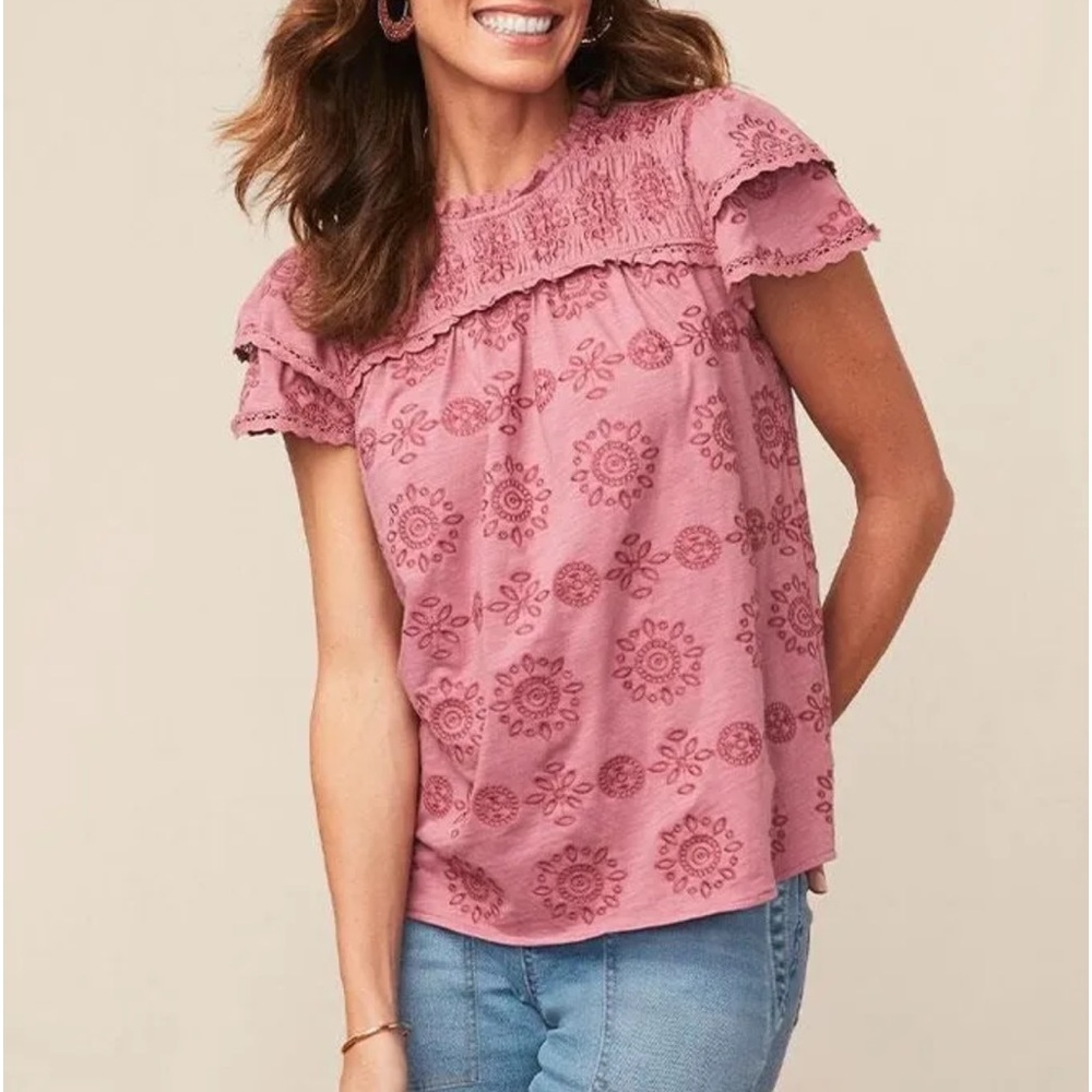 Matilda Jane Good Hart GH Fairyland Loop Eyelet Ruffle-Sleeve size Large